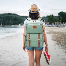 Mochila para Laptop portátil impermeable con múltiples bolsillos diseño unisex para viajes y negocios tela duradera y resistente ideal para estudiantes y profesionales que buscan comodidad y estilo - Verde claro - Ver 10