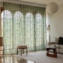 Green Sheer Curtains 108 Inch Long Living Room - Shabby Chic Floral Ruffled Curtains, Elegant Knitted Privacy Rod Pocket, Emerald Green, Spring/Summer, 1 Pair, 59 X 108 Inch - Olive Green - View 6