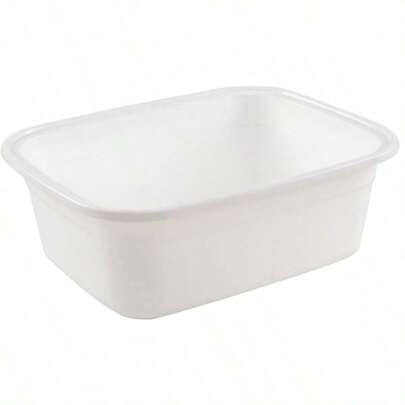 Set Of 4 Plastic Wash Basin Rectangle White Washing Up Bowl 12L