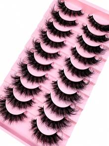 LYBCG New 10Pairs D Curl Volume Russian Volume Natural Fluffy Faux Eyelashes,Classic Cat Eye Mink False Eyelashes, Cross Wispy Dramatic Volume 5D Faux Eyelashes, Soft & Natural-Looking Eyelash Extension Makeup For A Natural Look Strip Lashes,Lashes,Eyelashes,Fake Lashes-RL49 - màu đen - Xem 6
