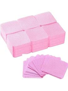 1000/200/20pcs Lint-Free Nail Cleaning Wipes, Acetone-Free Nail Polish Remover Pads, Eyelash Extension Cleaning Wipes, Soft Non-Woven Acetone Nail Polish Remover Pads, For Nail Preparation And Gel Polish Removal, Lint-Free Nail Glue Cleaning Wipes, Eyelash Extension Cleaning Wipes - Pink - View 4