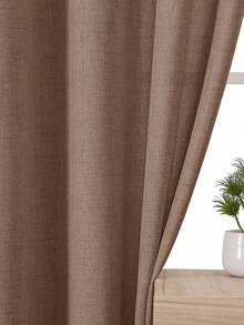 1pc/2pcs Modern Solid Blackout Curtains With Top Loops, Sheer Voile Curtains For Living Room, Bedroom Curtains Balancing Privacy And Light, Deep Brown Curtains - Dark Brown - View 9