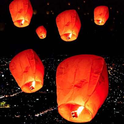 15个/套 防火白色纸椭圆形灯笼/许愿灯笼