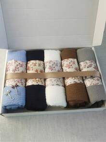 7pcs (5 Headbands + 2 Silk Clips) Cotton, Fashion Women Scarf Combination Headband Gift Set