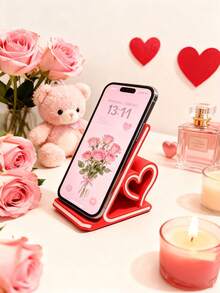 1个浪漫心形手机支架，完美的情人节礼物。时尚的桌面装饰，便携防滑，采用耐用塑料制成，适合家庭或办公室使用。既是手机配件又是支架，是情人节、开学季和生日的理想礼物。 - 彩色 - 查看 5