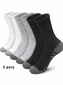 3双装男童撞色中筒袜，简约百搭舒适休闲袜，采用涤纶针织面料，适合10岁及以上儿童穿着。 - 彩色 - 查看 1
