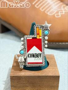 高品质女士复古波西米亚风西部印花合金首饰套装，喷涂工艺，多种颜色搭配不同风格，适合日常出行或派对佩戴，2026新款上市，是重要节日送礼佳品，佩戴后定能收获无数赞美，现在就把它加入你的首饰盒吧！如果您对产品满意，请留下五星好评并分享您的美照。 - 多色COWBOY小牛頭 - 查看 10