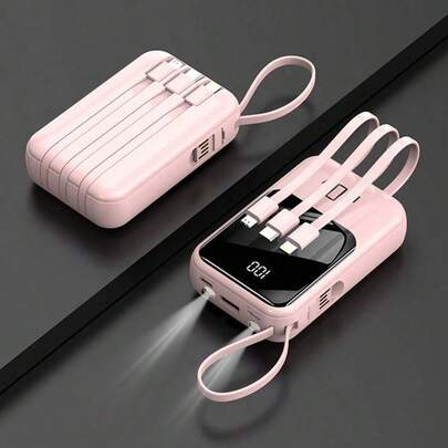 XBJ 10000mAh Power Bank - PD20W Fast Charging Portable Charger With Flashlight, Travel Essentials Battery Pack For Phone. Compatible With IPhone/Android. Perfect For Summer Holiday, Outdoor Travel, Camping & Emergency Backup. Gift For Men, Family, Friends, Birthday. (Power Display)(Pink)