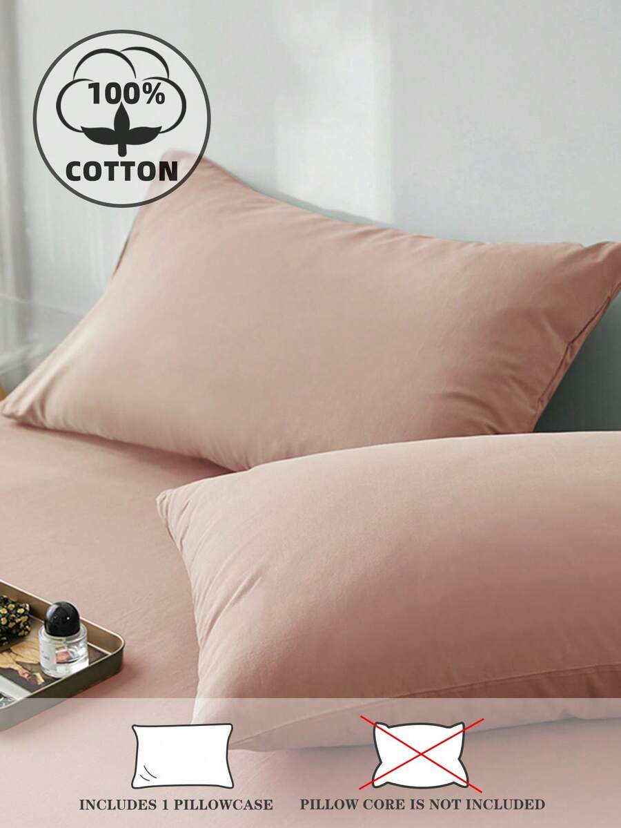 1 chiếc vỏ gối trang trí cỡ nhỏ, màu xám hồng trơn, chống xù lông, thoáng khí, kiểu Nhật Bản, dùng được cả bốn mùa, phù hợp cho giường đơn/đôi/nữ hoàng/vua. - Bụi hồng - Xem 1