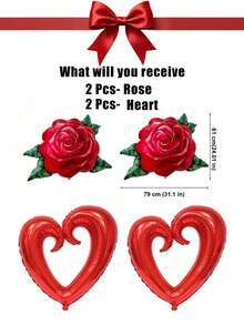 2 balões de coração de 36 polegadas, adequados para decoração de aniversário, decoração de quarto, festa de aniversário, decoração de casamento, balões de hélio