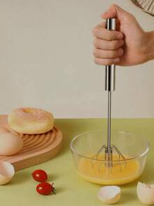 1个简易手动打蛋器，不锈钢材质，半自动按压旋转式，适用于家庭厨房，可用于搅拌鸡蛋、牛奶、面团等。 - 彩色 - 查看 5