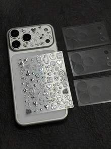 1张贴纸 + 3张磨砂透明相机镜头保护膜，柔软防刮，适用于 17 Pro Max/17 Pro - 金屬愛心 - 查看 6