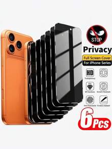 Protetor de tela com privacidade, compatível com iPhone 7, 8 Plus, X, XS Max, XR, 11, 12, 13, 14, 15, 16, 17 Pro, 14, 15, 16 Plus, 17 Air Series, 6 unidades. Visão lateral de 28°, impede espionagem. Vidro temperado com dureza 9H (diamante), 98% de transparência, antirriscos, alta definição, toque preciso e privacidade. Ideal para uso no escritório e em deslocamentos. Proteção essencial para o dia a dia, escritório e casa. Protetor de tela para celular. Acessórios para celular: anti-espionagem, à prova d'água, resistente a impactos, quedas e arranhões. - Claro - Ver 1
