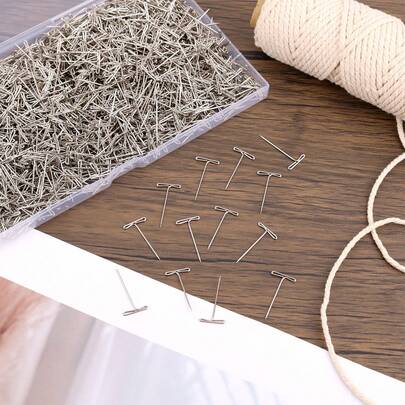 1 set peruk-T-nålar, 1 tum metall raka huvuden pinne-T-nålar för smyckesömnad peruktillverkning tygblockering stickning quiltning virkning och tavelupphängning gör-det-själv-pysseltillbehör