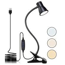 1 Piece LED Clip-On Table Lamp With Horn-Type Neck, Adjustable Neck, USB, Clip-On Lamp For Cabinet, Desk, Bedside Or Book, For Work, Reading, Crafts, Computer, Video Conferencing, Black - A - 查看 10