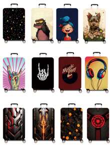 1pc Luggage Cover Suitcase Protective Sleeve, Multiple Sizes Available. Made Of Polyester Fiber, Scratch-Resistant & Wear-Resistant, Unisex. Ideal For Business Trips And Summer Vacations. Easy To Hand Wash And Detachable, A Must-Have Travel Accesso - Multicolor - View 3