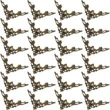 24Pcs Metal Book Corner Protectors Antique Bronze Vintage Metal Corner Protectors Albums Scrapbooking Furniture Case Box Edges - Golden - View 1