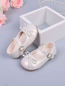 时尚优雅的蝴蝶结装饰女童/婴儿鞋，舒适轻便防滑平底鞋，室内外皆宜，适合春、夏、秋季穿着。 - 白色 - 查看 6