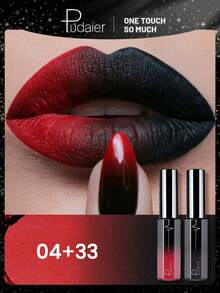 Bộ 2 son bóng lì chống nước Pudaier - Công thức lâu trôi, không gây khô môi, độ bóng cao, phù hợp với mọi loại da, lý tưởng cho các buổi hẹn hò, trang điểm ấn tượng, trang phục thường ngày, son bóng chống nước. - 04+33 - Xem 5