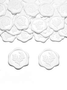 50 件心形自粘蜡封贴纸，适用于礼物、婚礼请柬、信封、日记本、缝纫、教师印章、蜡封、婚礼、圣诞节 - 白色 - 白色 - 查看 8