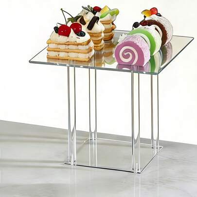 1 Set Acrylic Square Cake Stand, 2-Tier Dessert And Cake Display Rack