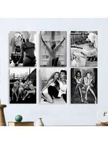 Bộ 1/3/6 tranh nghệ thuật treo tường phong cách cổ điển, tranh đen trắng theo phong cách retro, trang trí tường hiện đại, phù hợp cho văn phòng, phòng tắm, phòng khách, phòng ngủ, trang trí nhà cửa, kiểu không khung, tranh nghệ thuật treo tường có khung. - Đen và trắng - Xem 44