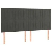 vidaXL Tête de lit Gris foncé 200 x 5 x 118/128 cm velours - Gris - Voir 2