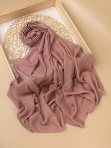 1条高品质纯色柔软透气粘胶纤维头巾，适合日常搭配长袍或连衣裙佩戴