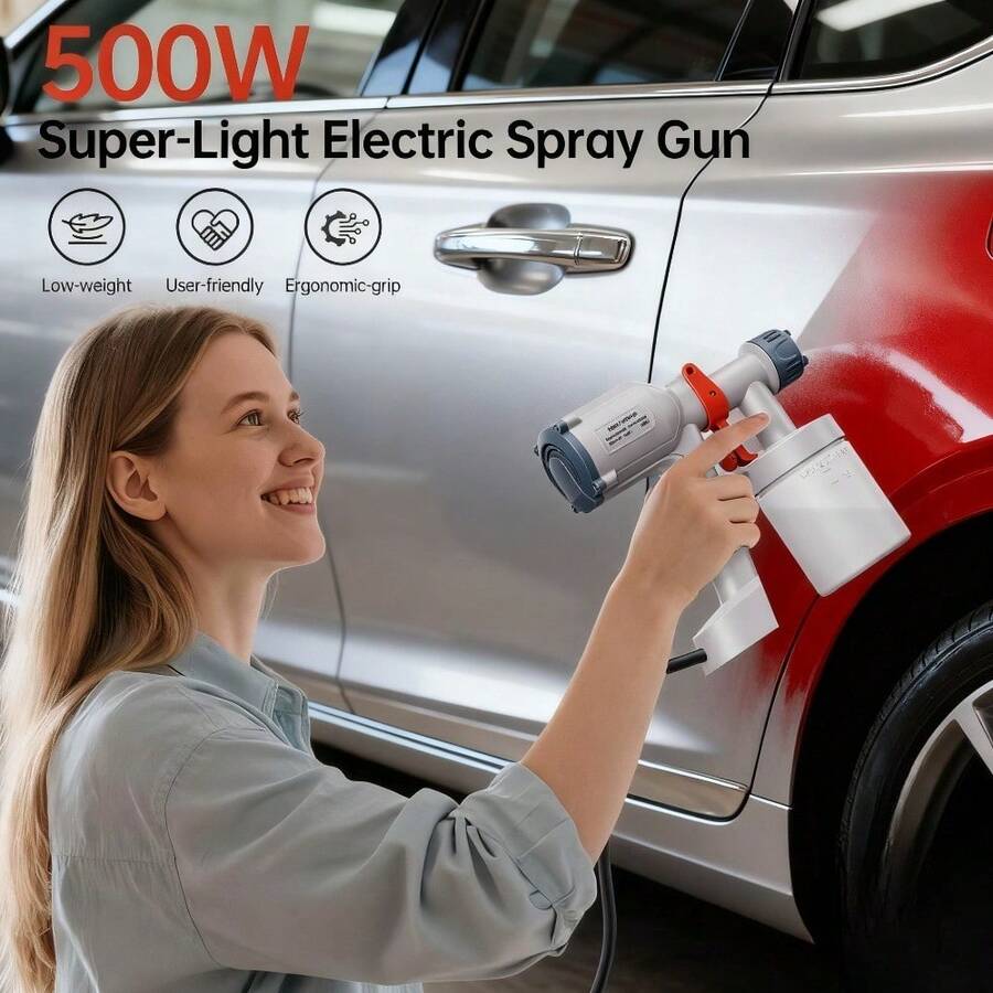 Ultra-Light White 600ML HVLP Paint Sprayer - 20oz Detachable Cup, 3 Spray Patterns For Furniture, Cabinets, Doors & DIY Home Projects,Auto Touch-Up,Garden Woodcare,Smooth Finish & Fast Painting