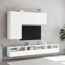 vidaXL Meuble TV mural blanc 60x30x30 cm bois d'ingénierie - Blanc - Voir 4