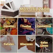 Canastas Organizadoras,3 Piezas Juego de cestas organizadoras,Cestas tejidas a mano para almacenamiento y bao,para el hogar, el dormitorio y el Bao,Diseo Decorativo para Hogar (Caf B) - café b - Ver 7
