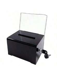 Clear Donation Storage Jar Trading Lock Ballot Raffle Suggestion Box Savings Money Ticket Container Acrylic Fundraising Collection Box - Multicolor - View 8