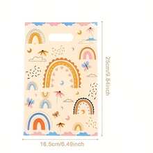 10/25/50个波西米亚风手提礼品袋 - 明亮的彩虹云朵和蝴蝶图案，耐用的聚丙烯派对礼品袋，适用于生日、婚礼、婴儿派对和节日活动，活动礼品袋，奇趣设计，聚丙烯袋，小礼品袋，圣诞节，万圣节 - 彩色 - 查看 7