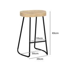 ALFORDSON 2x Taburetes de Bar 65cm Silla de Cocina de Madera Vintage Estilo Tractor - Color madera clara - Ver 3
