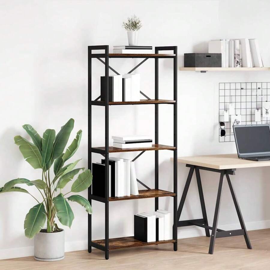 vidaXL Étagère Chêne fumé 60 x 30 x 155 cm Bois d'ingénierie - Tabac - Voir 1