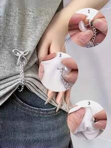 2pcs Solid Color Adjustable Shirt Clips For Women, Butterfly & Heart Decor - Instantly Shorten Sleeves, Suitable For Blouses, Dresses, Pants - Elegant Design, Multiple Colors, Butterfly Decoration - Multicolor - View 6