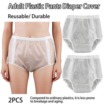 1pc/2pcs Wholesale High Elastic PE Film Reusable Cloth Adult Diapers, Fashionable Waterproof Adult Diapers For ABDL Diaper Lovers, Soft Transparent Washable Adult Diapers For Teenagers And Adults