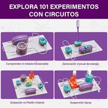 Kits de Ciencia para Nios, Juego de Circuitos Electrnicos DIY con 45 Bloques de Circuitos, 101 Experimentos para Aprender sobre Electricidad, Juguetes Educativos Stem - EdicinClsica - Ver 2