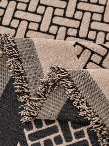 1pc Solid Color Sofa Towel Cover, Chenille Tasseled Sofa Slipcover Suitable For Living Room, Bedroom, Office, Home Decor, For 1/2/3/4 Seater Sofas - Coffee Brown - View 7