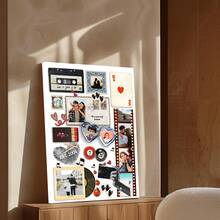 1pc Printable Retro Matchbook Collage Poster Custom Couple Art Personalized Canva Template Anniversary Valentines Or Birthday Custom Poster, Room Decor, Customized Wall Art, Pictures Custom Photo, Customizable Things, Optional Frame. - Multicolor - View 8