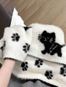 1条吉他与破碎心猫双面黑白蓬松围巾，保暖柔软，是送给女友或闺蜜的完美礼物，也可作女士披肩使用。 - 彩色 - 查看 5