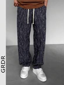 Quần ống rộng in họa tiết nhẹ, cạp chun, nhanh khô và thoáng khí, thích hợp mặc ngoài trời và ở nhà, thời trang. - màu đen - Xem 1