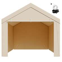Carport Replacement Canopy, 10 X 20 Ft Potable Garage Tent Top Tarp With Sidewalls, UV-Resistant & Waterproof, Heavy Duty Car Shelter Tarp With Ball Buggees, Beige, Frame Not Included - 10x20ft Beige - View 8