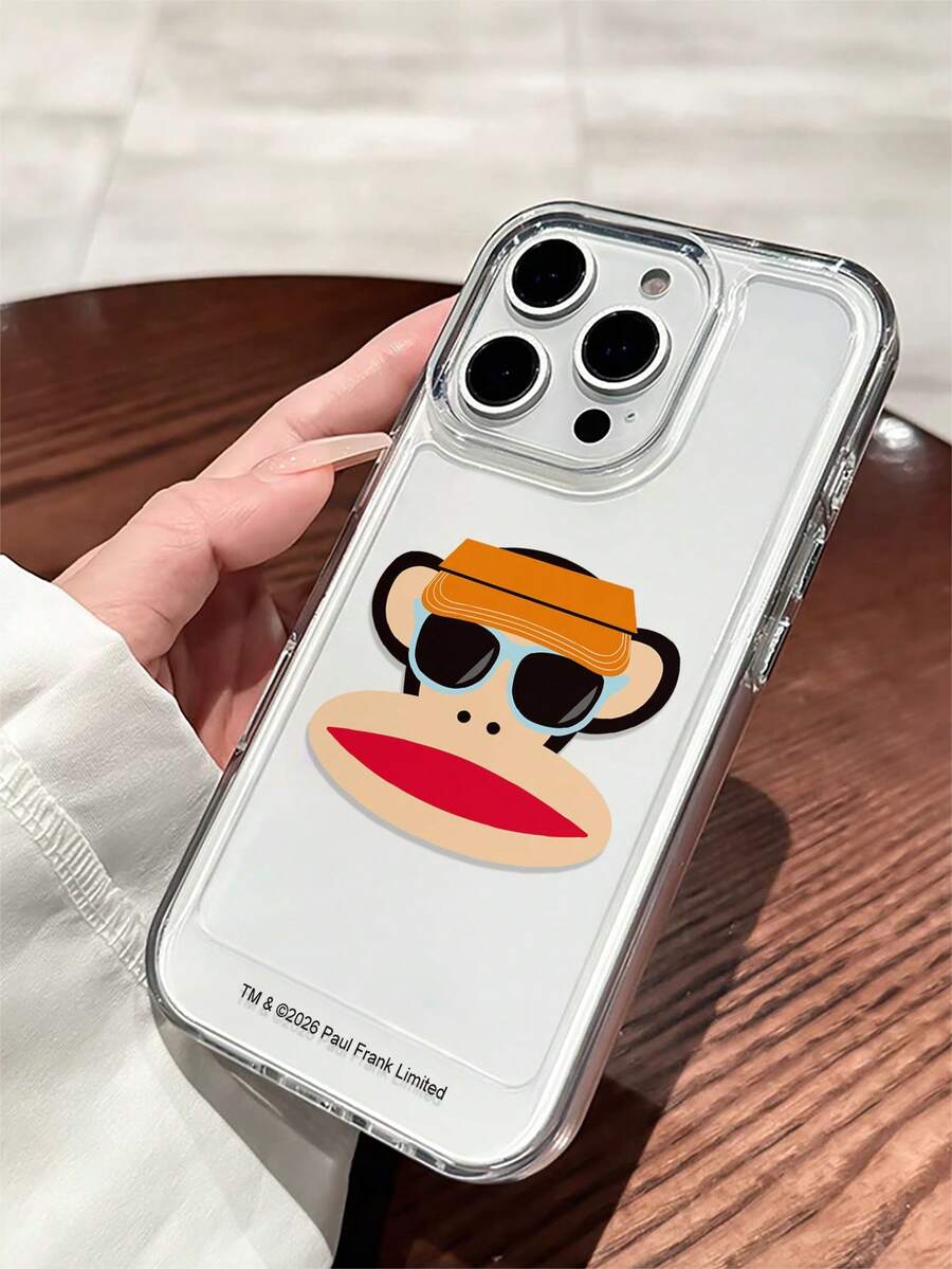 Paul Frank 官方授权透明太空手机壳，全包防震摄像头保护，眼镜猴图案，全新设计，兼容 13/14/15/16/17 Pro Max - 彩色 - 查看 1