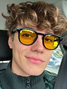 1 PC Men's Square Casual Fashion Glasses Solid Color Polycarbonate Frame Lightweight For Daily Driving With Glasses Box - Multicolor - View 13