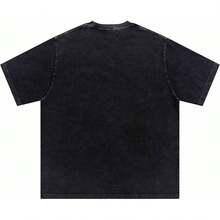 Laixton Men's Pattern T-Shirt Unisex Cotton Oversized T-Shirt Short Sleeve Retro Streetwear Casual T-Shirt Top Comfortable Washed Cotton T-Shirt - 清涼水洗黑色 - 查看 3