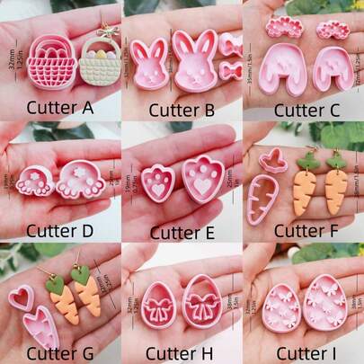 1/2/4/21Pcs Easter Theme Polymer Clay Cutters & Molds – Cute Bunny Carrot Egg Craft Tools For DIY Earrings Jewelry Charms & Holiday Handmade Accessories