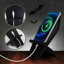 Mobile Phone Stand, Desktop Phone Holder, Slouchy Portable Phone Stand, Tablet Stand, Wooden Phone Stand, Gothic Style Phone Display Rack - Black - View 2