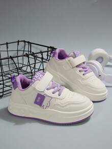 1 Pair Kids Casual Breathable Soft Bottom Comfortable Cartoon Hook And Loop Sports Shoes, Girls Fashion Sneakers For School, Spring/Autumn - Purple - View 6