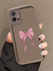 1pc Gradient Frame Dopamine Frosted Cute Pink Heart + Bow Tie Full Coverage Shockproof Phone Case, Minimalist Design, Soft Cartoon Style, Perfect Protection For Honor X7/Galaxy A56 5G/Infinix Smart 8/Infinix Hot 40/Transsion Spark 30C/Spark Go 2024/Redmi Note 14 5G/ Moto E22/E22i/OPPO A54 - White - View 5